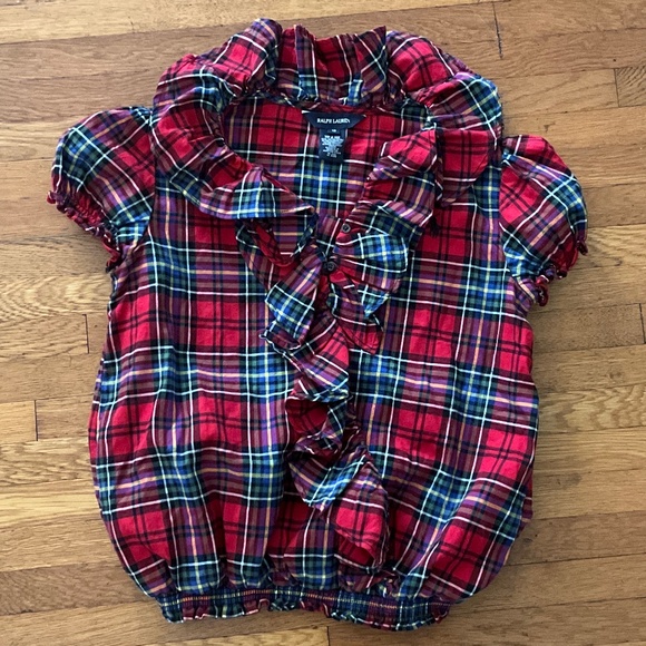 Ralph Lauren Red Plaid Blouse Size 12 - Picture 1 of 2
